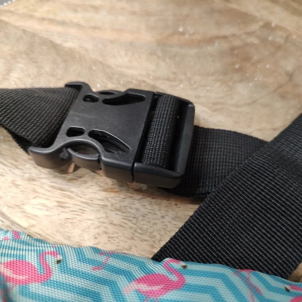 Sojourner Aqua Blue Pink Flamingo Belt Bag Fanny Pack Adjustable Strap Coastal‎